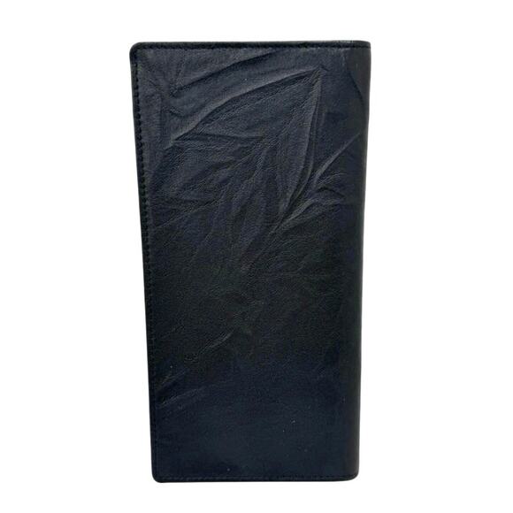 Valentino Morris Black Leather Mens Long Bifold Wallet Made in Italy - Picture 2 of 5